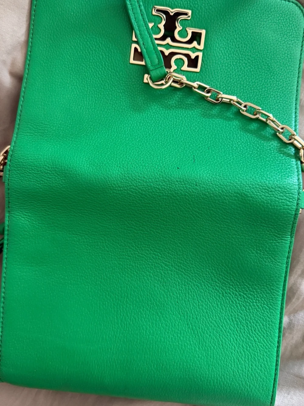 Tory Burch Emerald Green Logo Crossbody